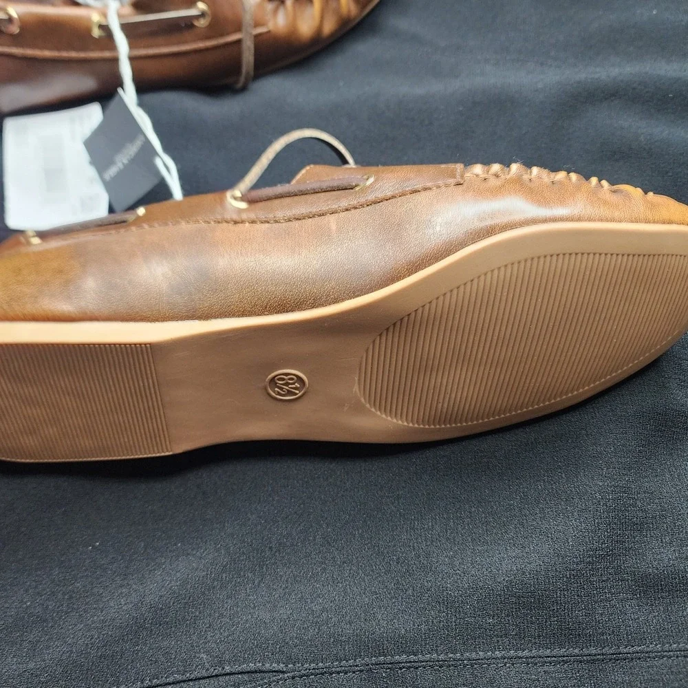 American Eagle Men Brown Faux Leather Moc Toe Boat Shoes Loafers Size‎ 8.5